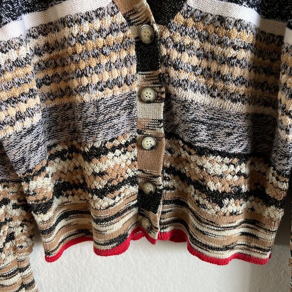 VERONICA BEARD Cecily Wool Blend Puff Sleeve Beige Cardigan Sweater Womens Large - Picture 8 of 11